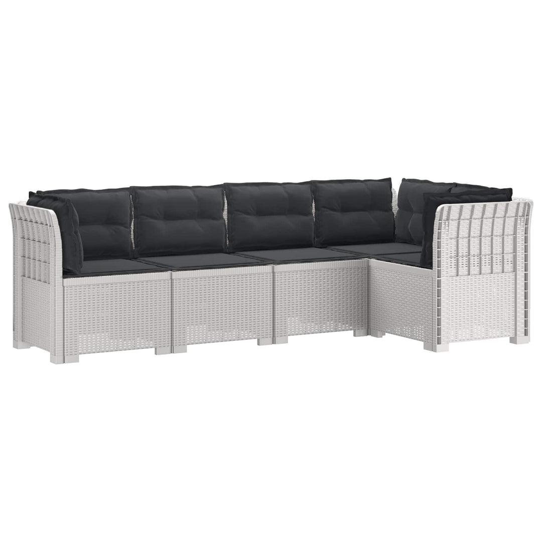 5-personers Havemøbel Sofa med Hynder Rattan Look PP Hvid