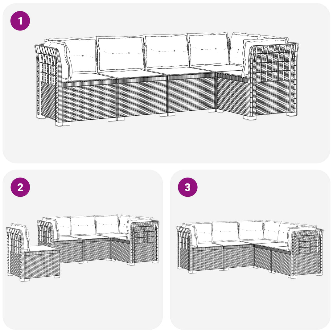 5-personers Havemøbel Sofa med Hynder Rattan Look PP Hvid