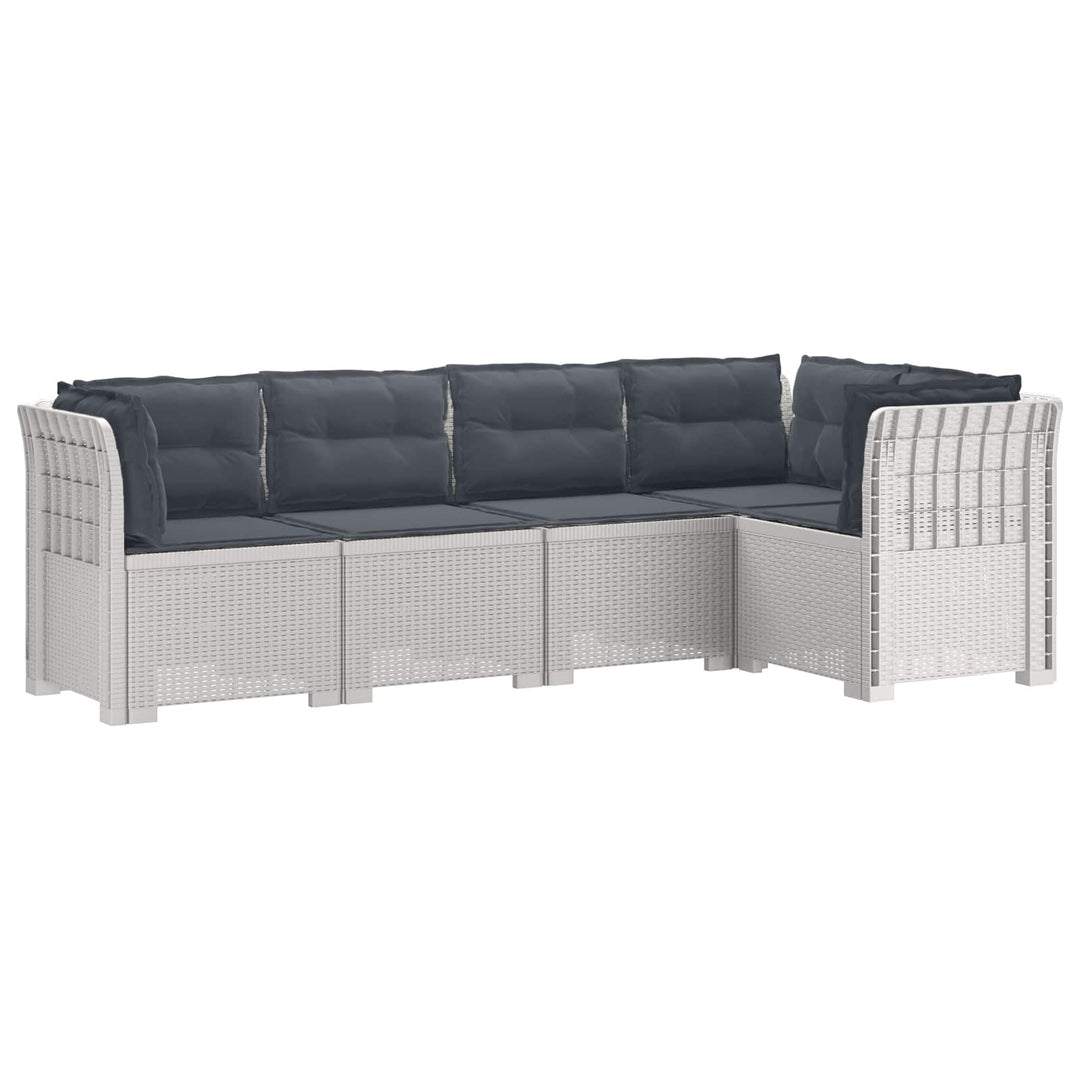 5-personers Havemøbel Sofa med Hynder Rattan Look PP Hvid