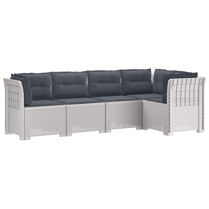 5-personers Havemøbel Sofa med Hynder Rattan Look PP Hvid
