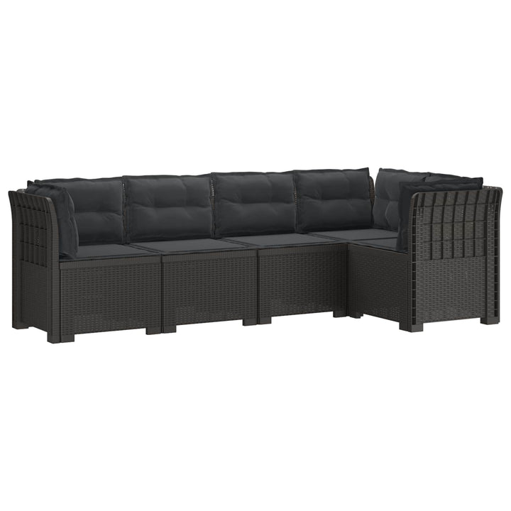 5-personers Havemøbel Sofa med Hynder Rattan Look PP Lysegrå