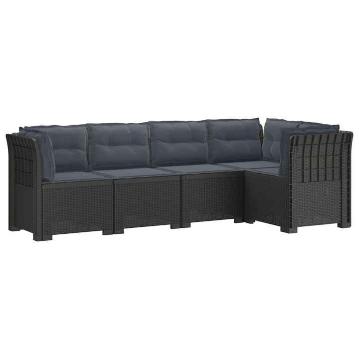 5-personers Havemøbel Sofa med Hynder Rattan Look PP Lysegrå