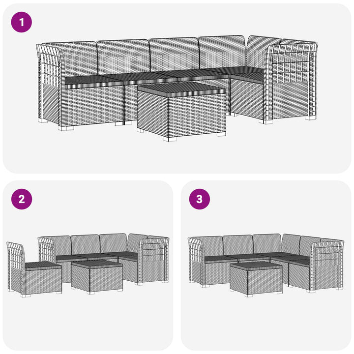 5-personers Havemøbel Sofa Rattan Look PP Antracit