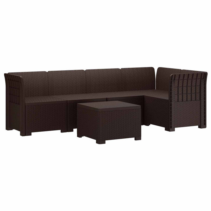 5-personers Havemøbel Sofa Rattan Look PP Brun