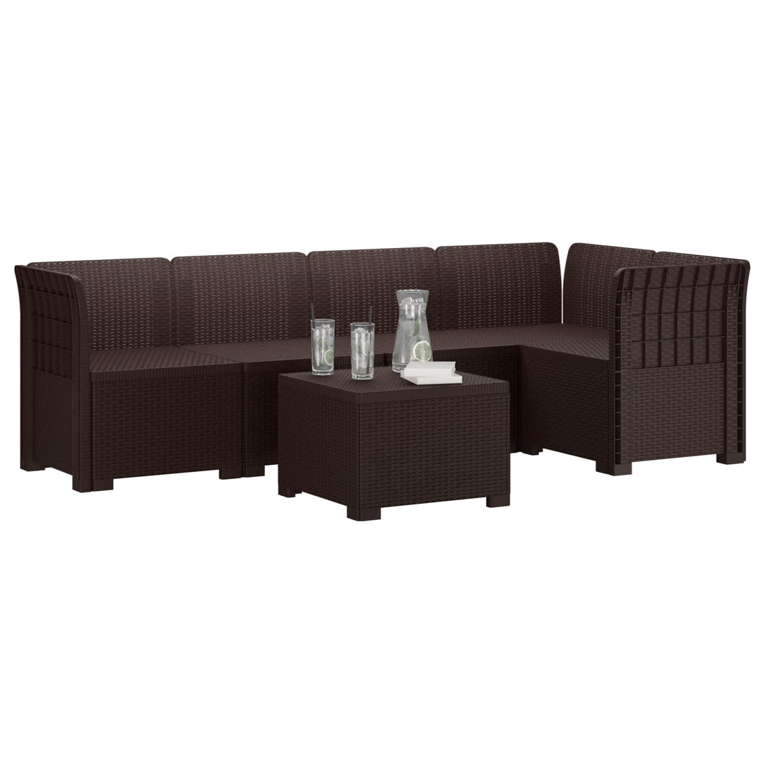 5-personers Havemøbel Sofa Rattan Look PP Brun