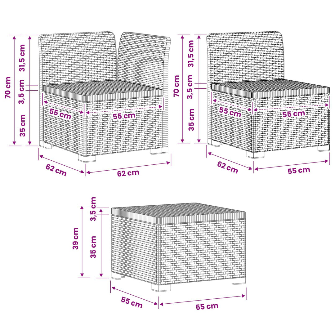 5-personers Havemøbel Sofa Rattan Look PP Brun