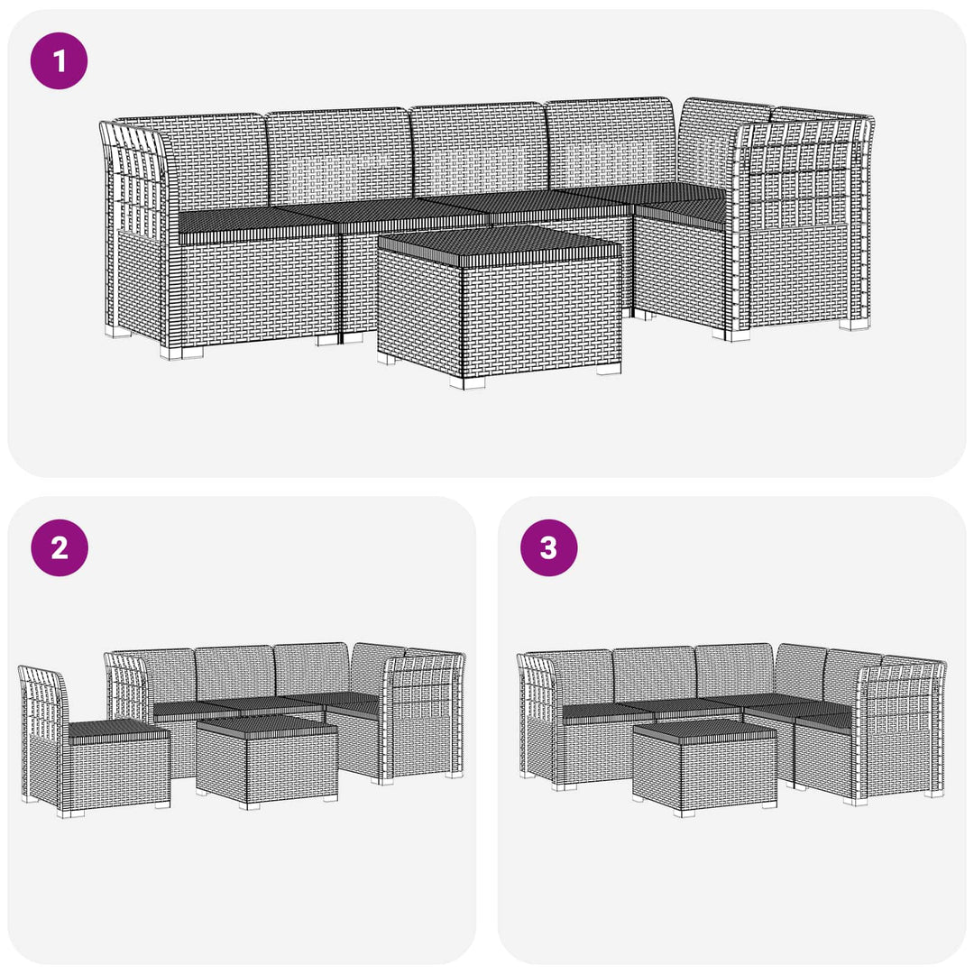 5-personers Havemøbel Sofa Rattan Look PP Brun