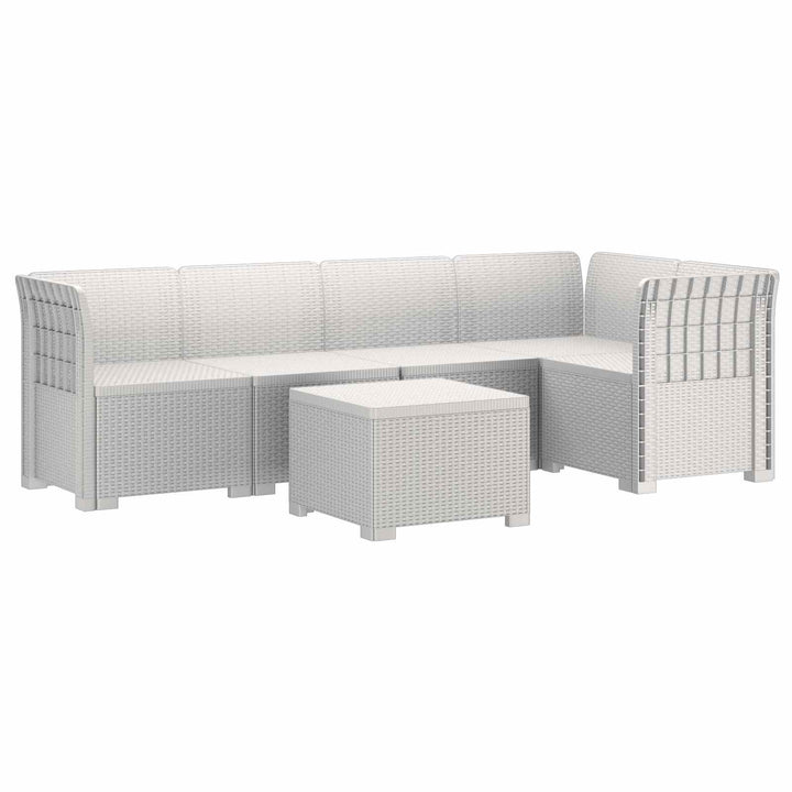 5-personers Havemøbel Sofa Rattan Look PP Hvid