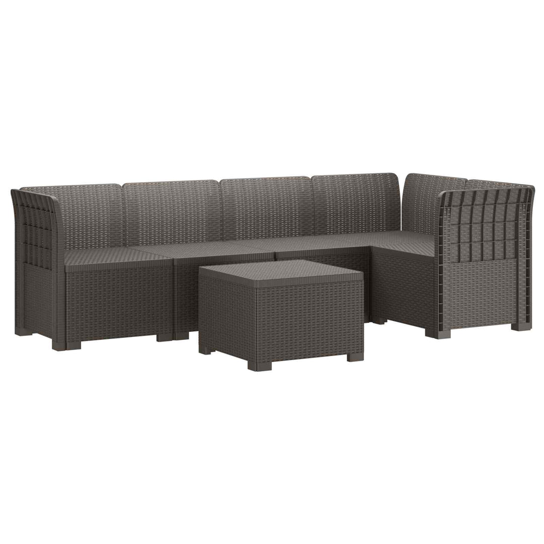 5-personers Havemøbel Sofa Rattan Look PP Lysegrå
