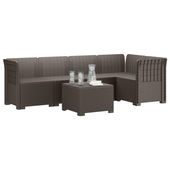 5-personers Havemøbel Sofa Rattan Look PP Lysegrå