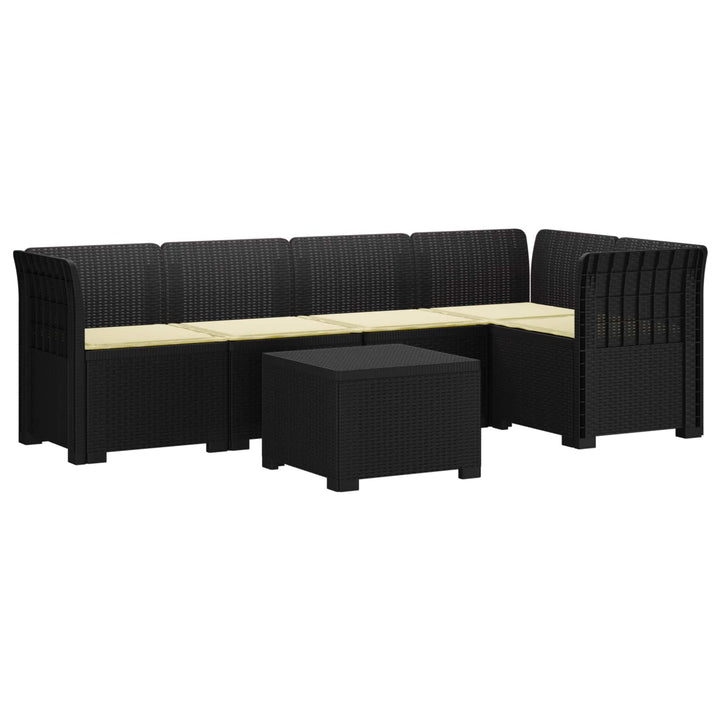 5-personers Havemøbel Sofa med Hynder Rattan Look PP Antracit