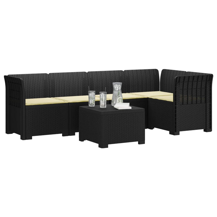 5-personers Havemøbel Sofa med Hynder Rattan Look PP Antracit