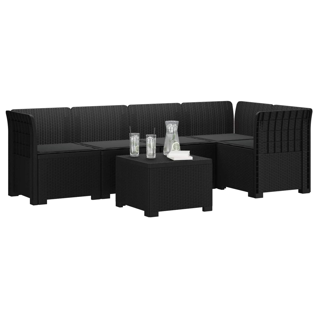 5-personers Havemøbel Sofa med Hynder Rattan Look PP Antracit