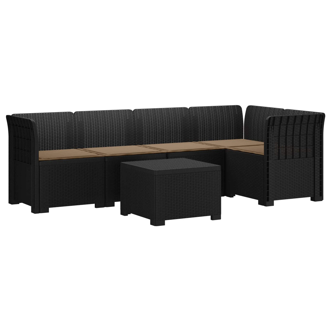 5-personers Havemøbel Sofa med Hynder Rattan Look PP Antracit