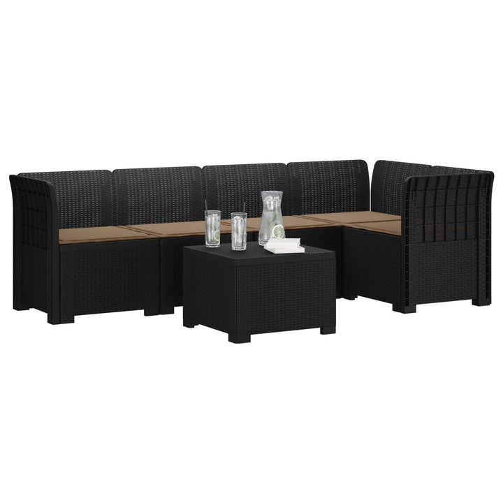 5-personers Havemøbel Sofa med Hynder Rattan Look PP Antracit