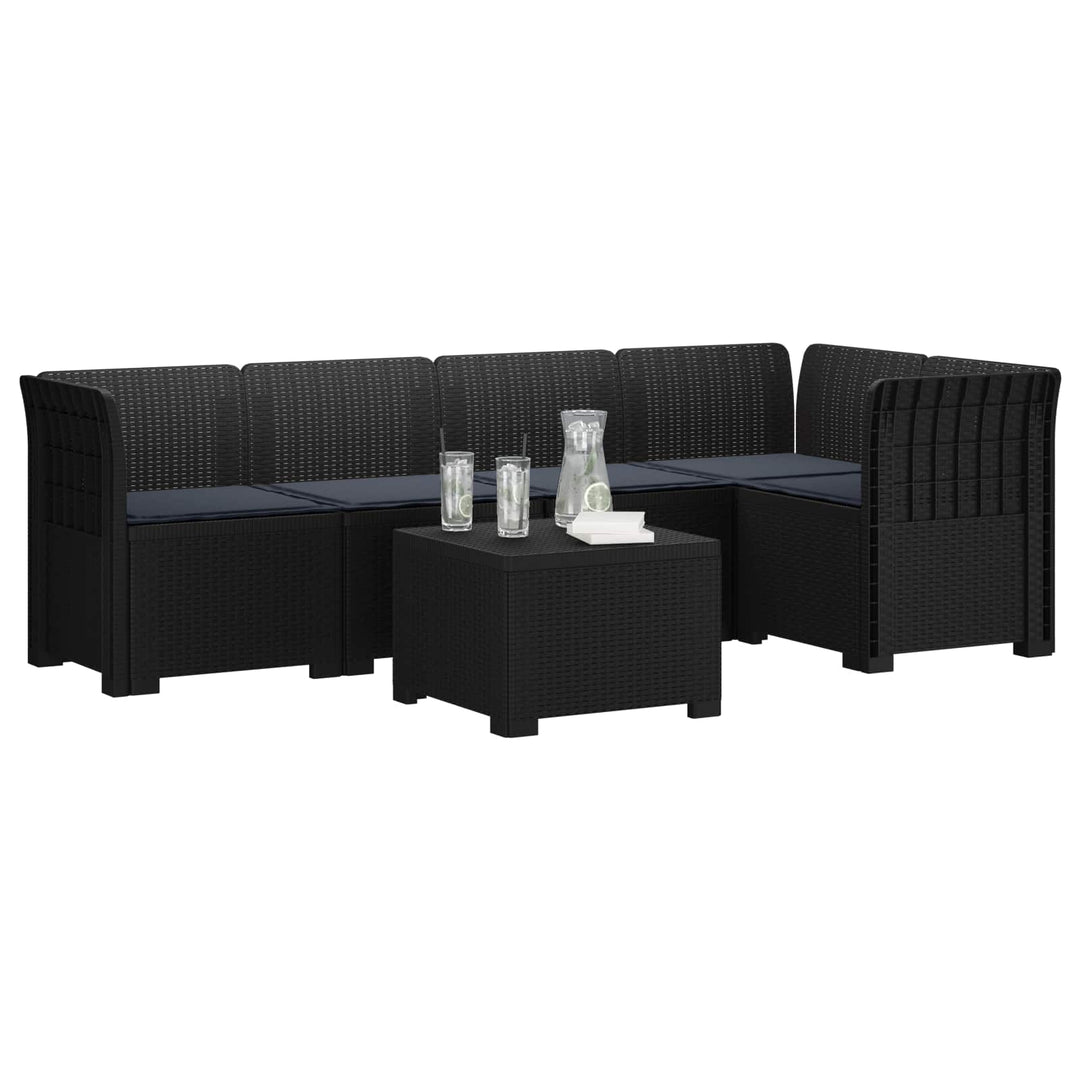 5-personers Havemøbel Sofa med Hynder Rattan Look PP Antracit