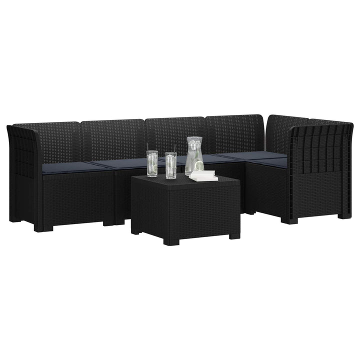 5-personers Havemøbel Sofa med Hynder Rattan Look PP Antracit