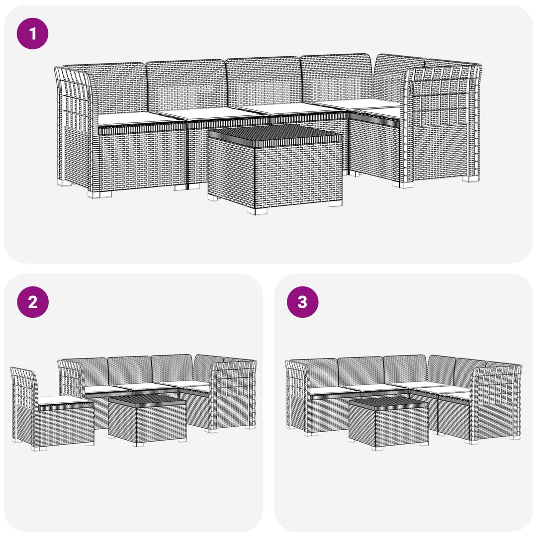 5-personers Havemøbel Sofa med Hynder Rattan Look PP Antracit