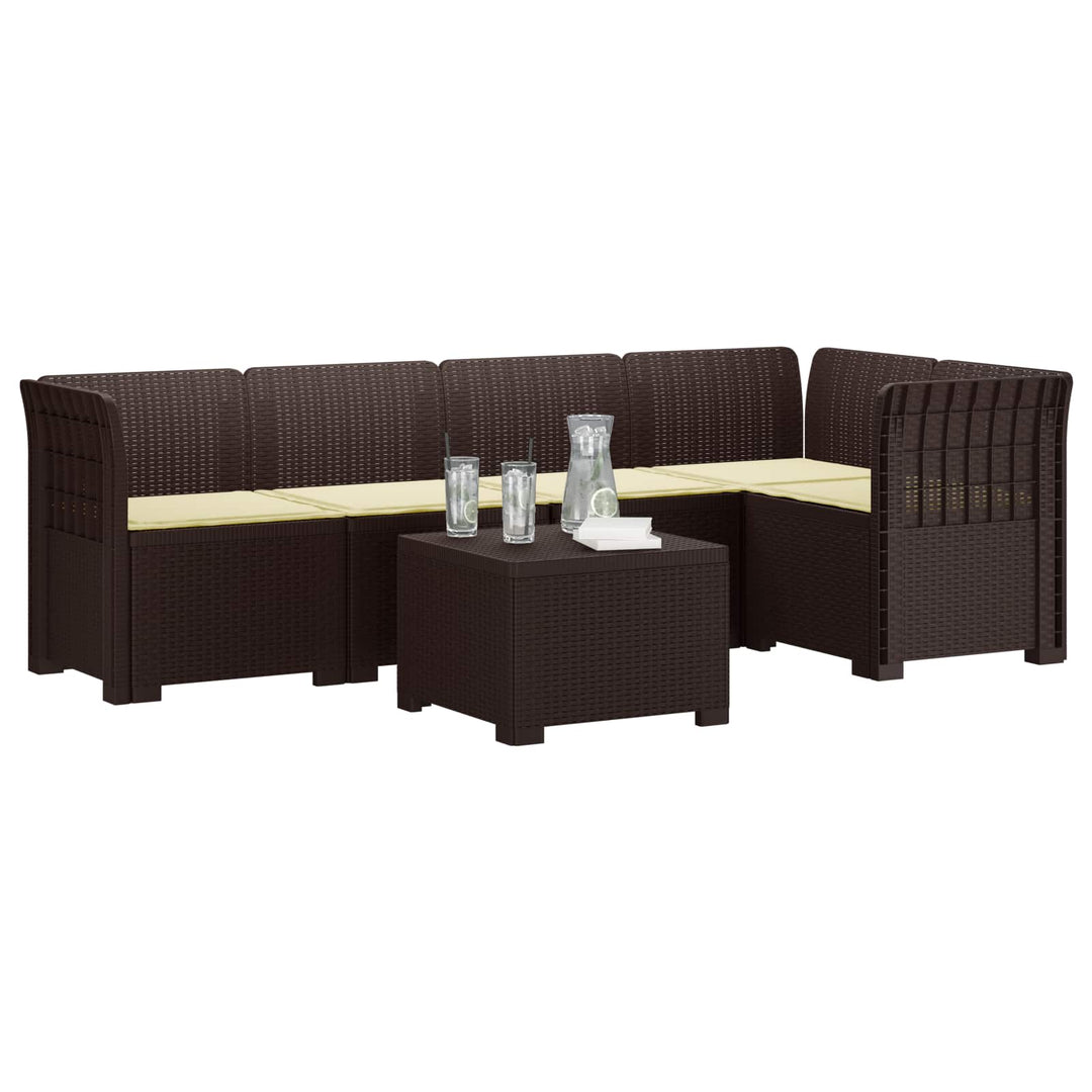 5-personers Havemøbel Sofa med Hynder Rattan Look PP Brun