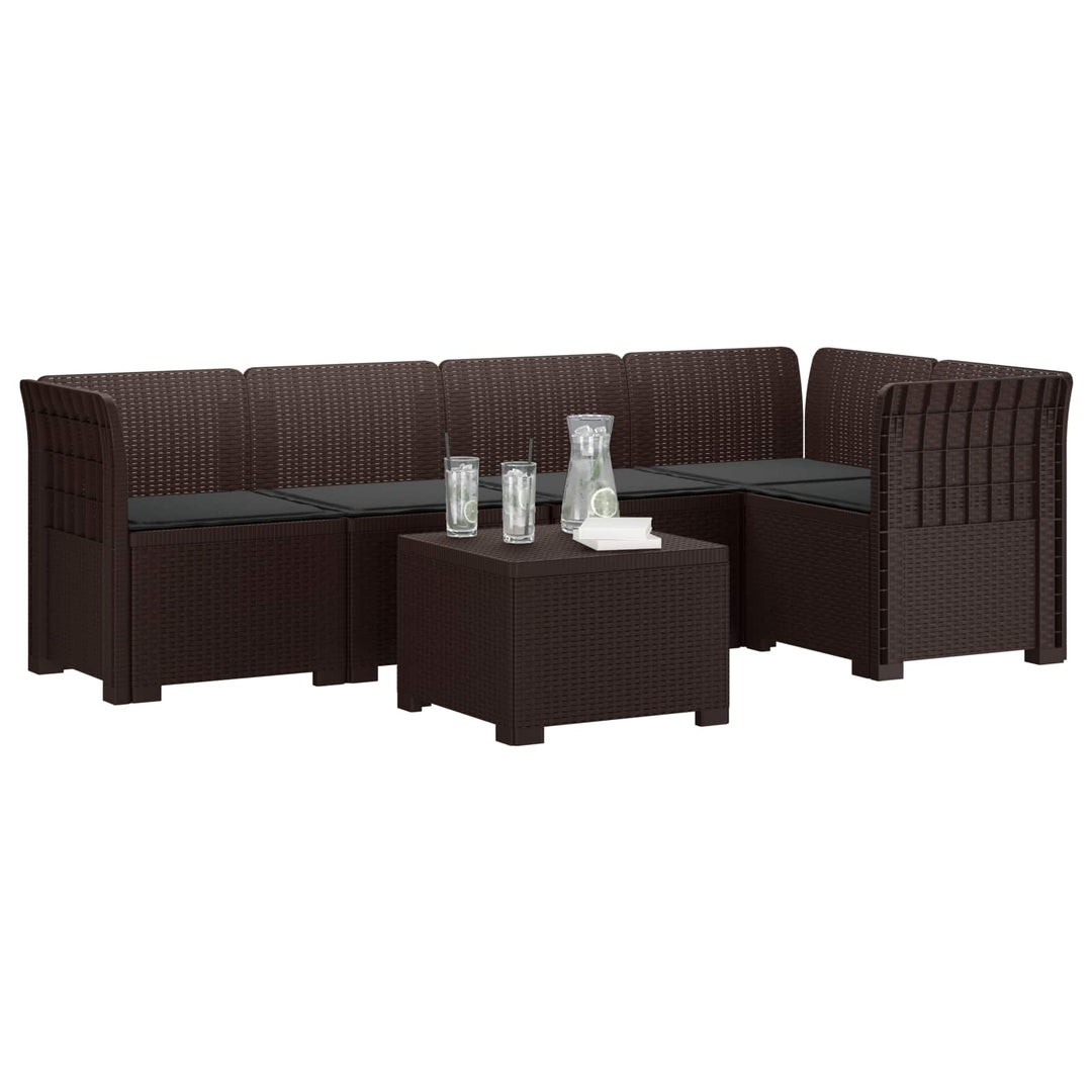 5-personers Havemøbel Sofa med Hynder Rattan Look PP Brun