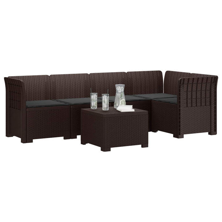5-personers Havemøbel Sofa med Hynder Rattan Look PP Brun