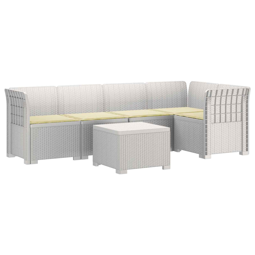 5-personers Havemøbel Sofa med Hynder Rattan Look PP Hvid