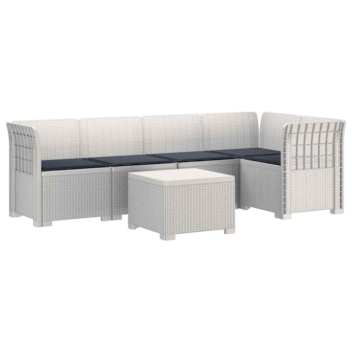 5-personers Havemøbel Sofa med Hynder Rattan Look PP Hvid