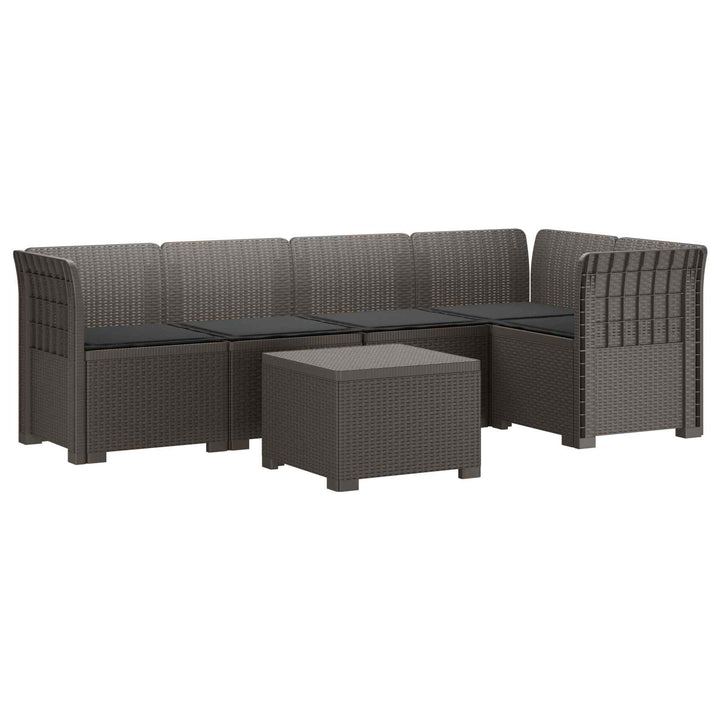 5-personers Havemøbel Sofa med Hynder Rattan Look PP Lysegrå