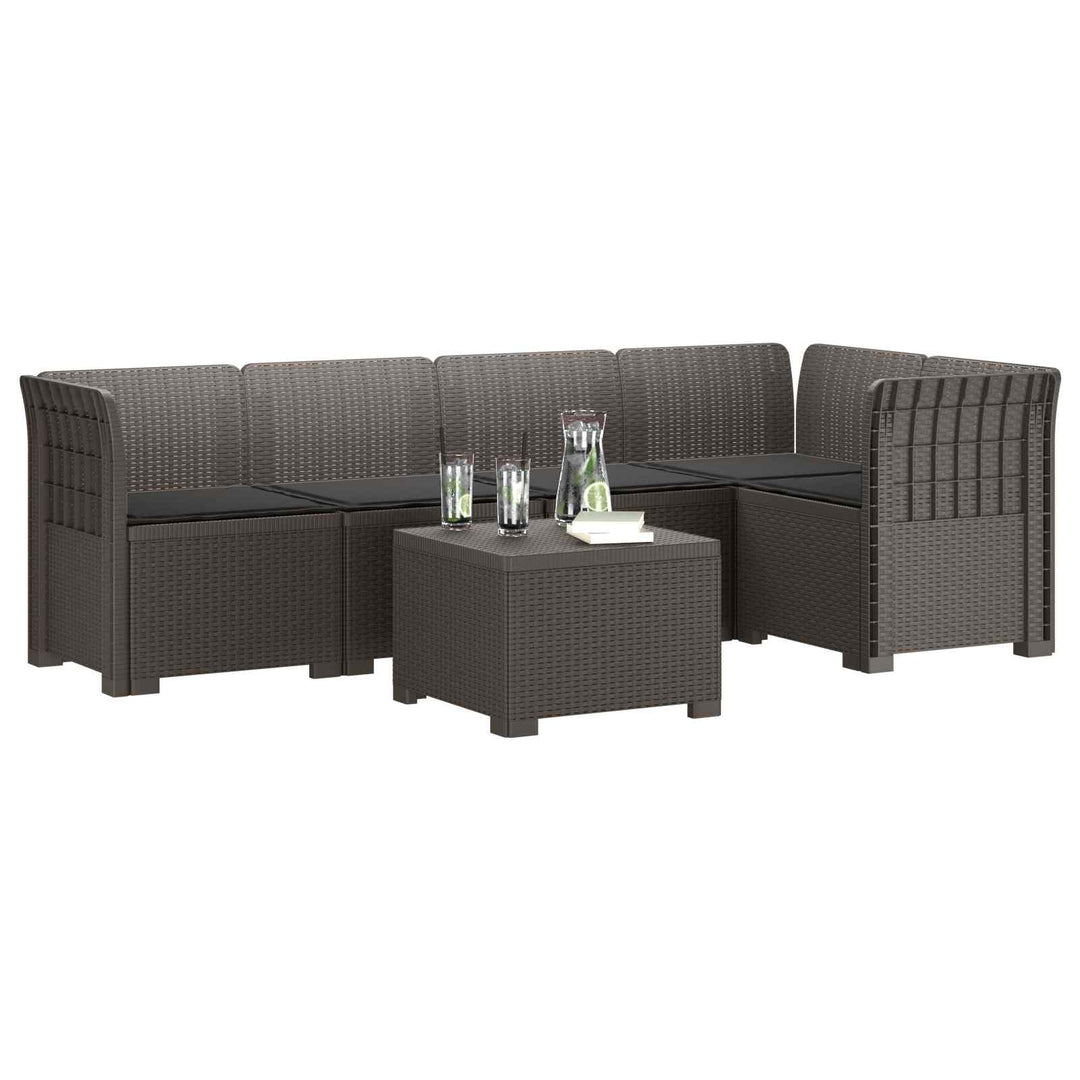 5-personers Havemøbel Sofa med Hynder Rattan Look PP Lysegrå