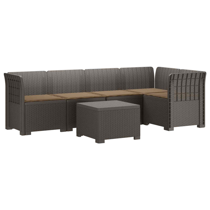 5-personers Havemøbel Sofa med Hynder Rattan Look PP Lysegrå