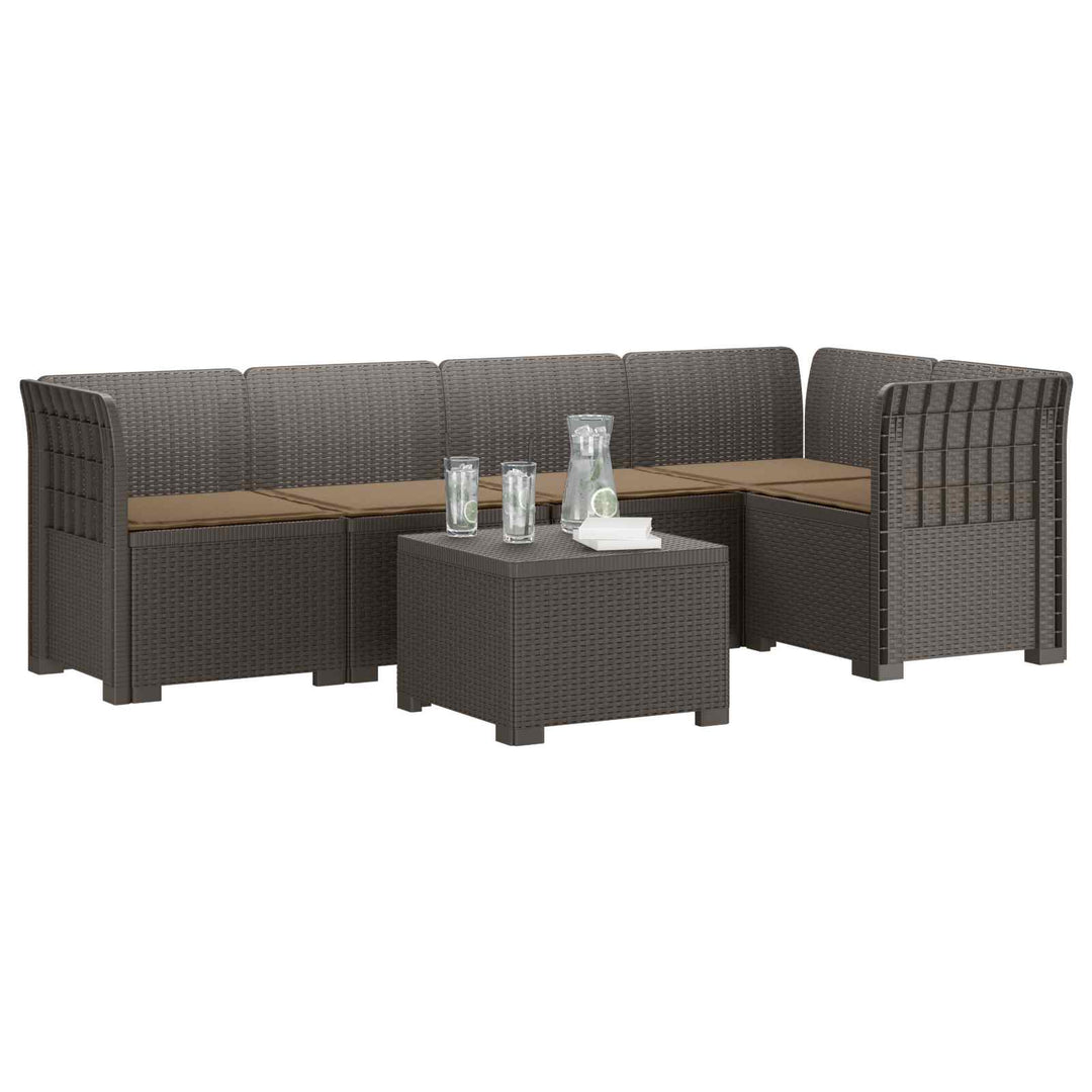 5-personers Havemøbel Sofa med Hynder Rattan Look PP Lysegrå