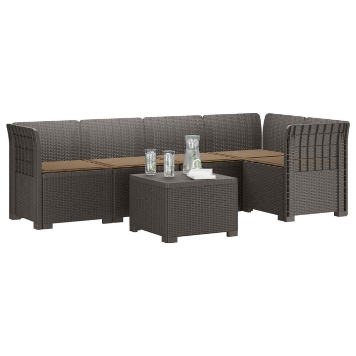 5-personers Havemøbel Sofa med Hynder Rattan Look PP Lysegrå