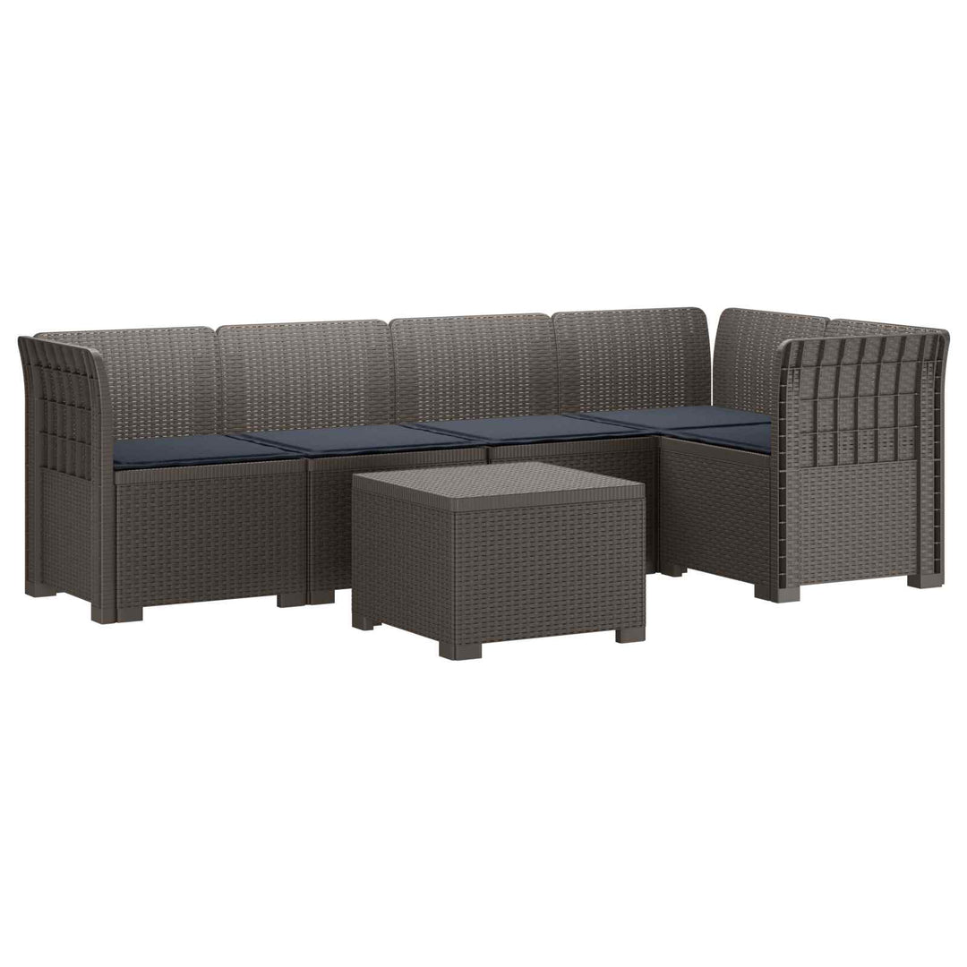 5-personers Havemøbel Sofa med Hynder Rattan Look PP Lysegrå