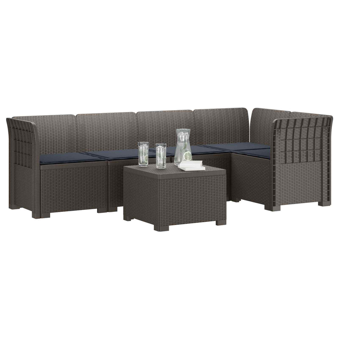 5-personers Havemøbel Sofa med Hynder Rattan Look PP Lysegrå