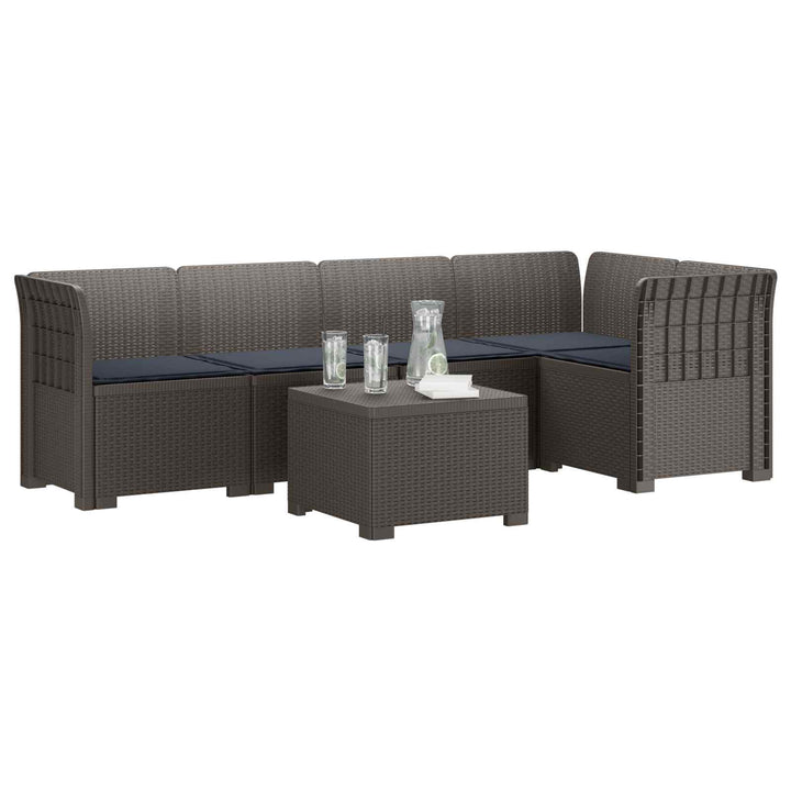 5-personers Havemøbel Sofa med Hynder Rattan Look PP Lysegrå