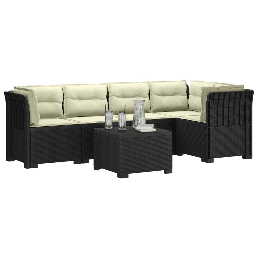 5-personers Havemøbel Sofa med Hynder Rattan Look PP Antracit