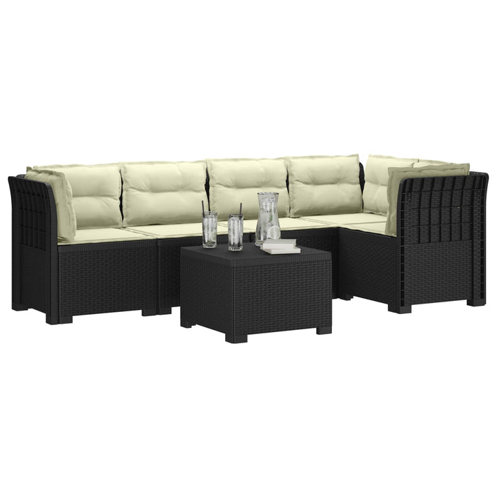 5-personers Havemøbel Sofa med Hynder Rattan Look PP Antracit