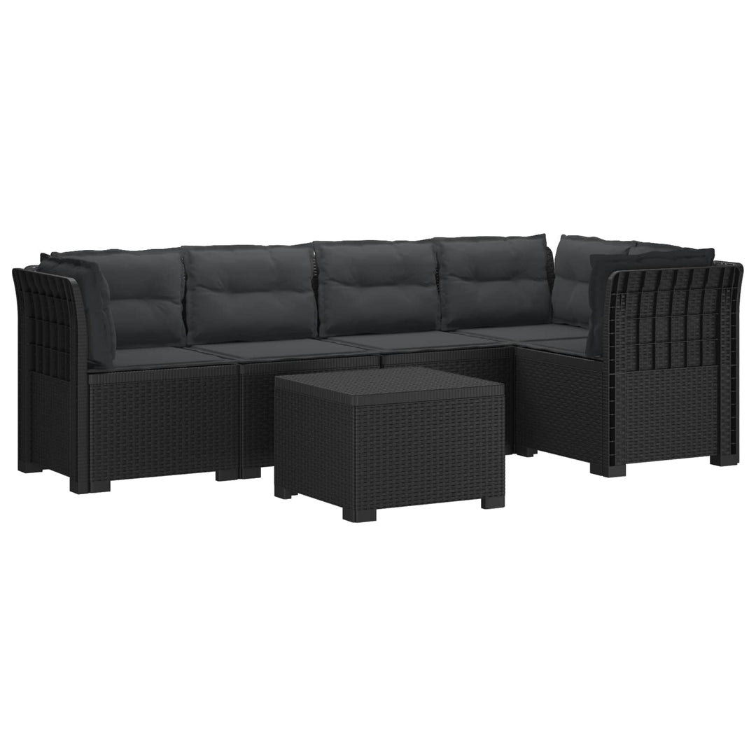 5-personers Havemøbel Sofa med Hynder Rattan Look PP Antracit