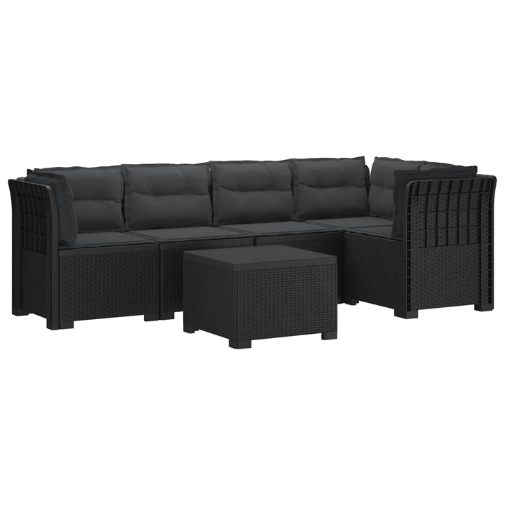 5-personers Havemøbel Sofa med Hynder Rattan Look PP Antracit