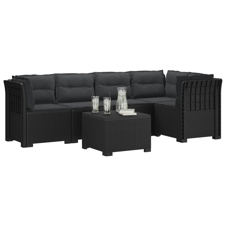 5-personers Havemøbel Sofa med Hynder Rattan Look PP Antracit