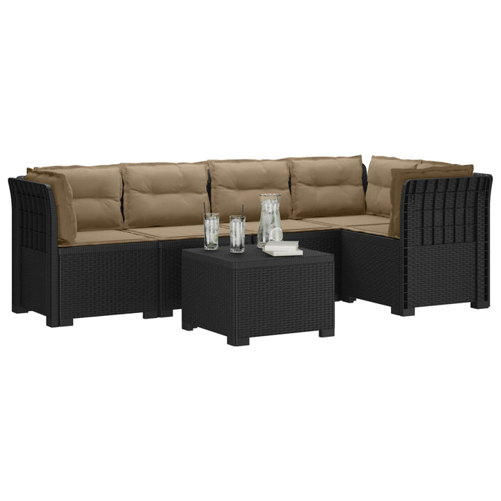 5-personers Havemøbel Sofa med Hynder Rattan Look PP Antracit
