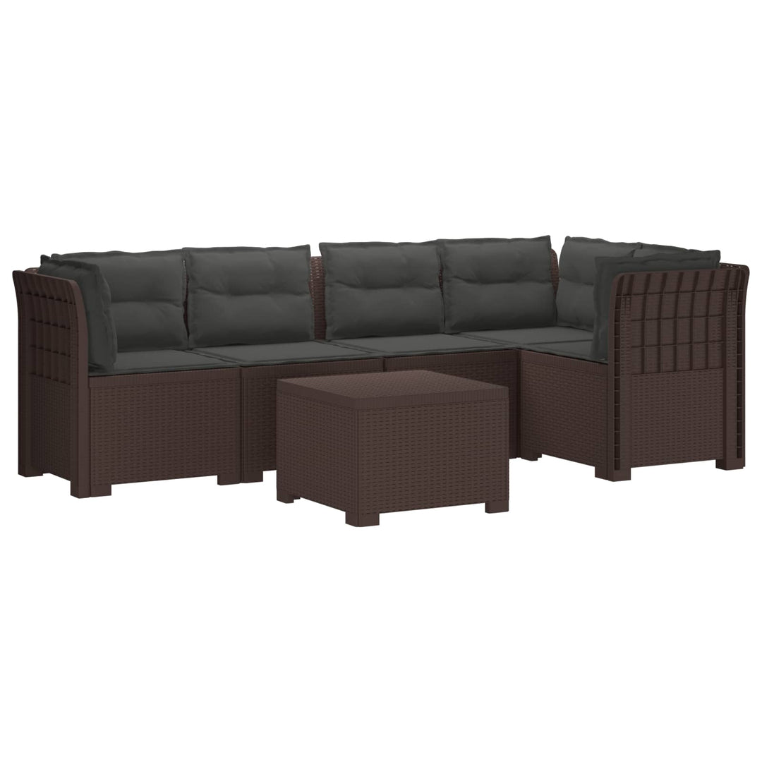 5-personers Havemøbel Sofa med Hynder Rattan Look PP Brun