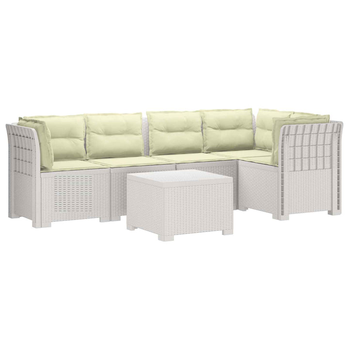 5-personers Havemøbel Sofa med Hynder Rattan Look PP Hvid