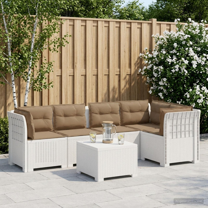 5-personers Havemøbel Sofa med Hynder Rattan Look PP Hvid