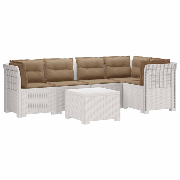 5-personers Havemøbel Sofa med Hynder Rattan Look PP Hvid