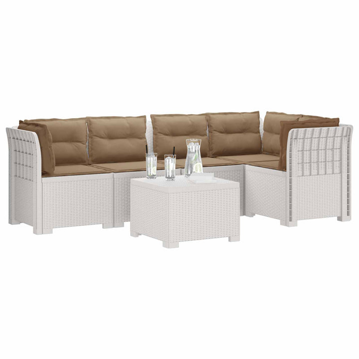5-personers Havemøbel Sofa med Hynder Rattan Look PP Hvid