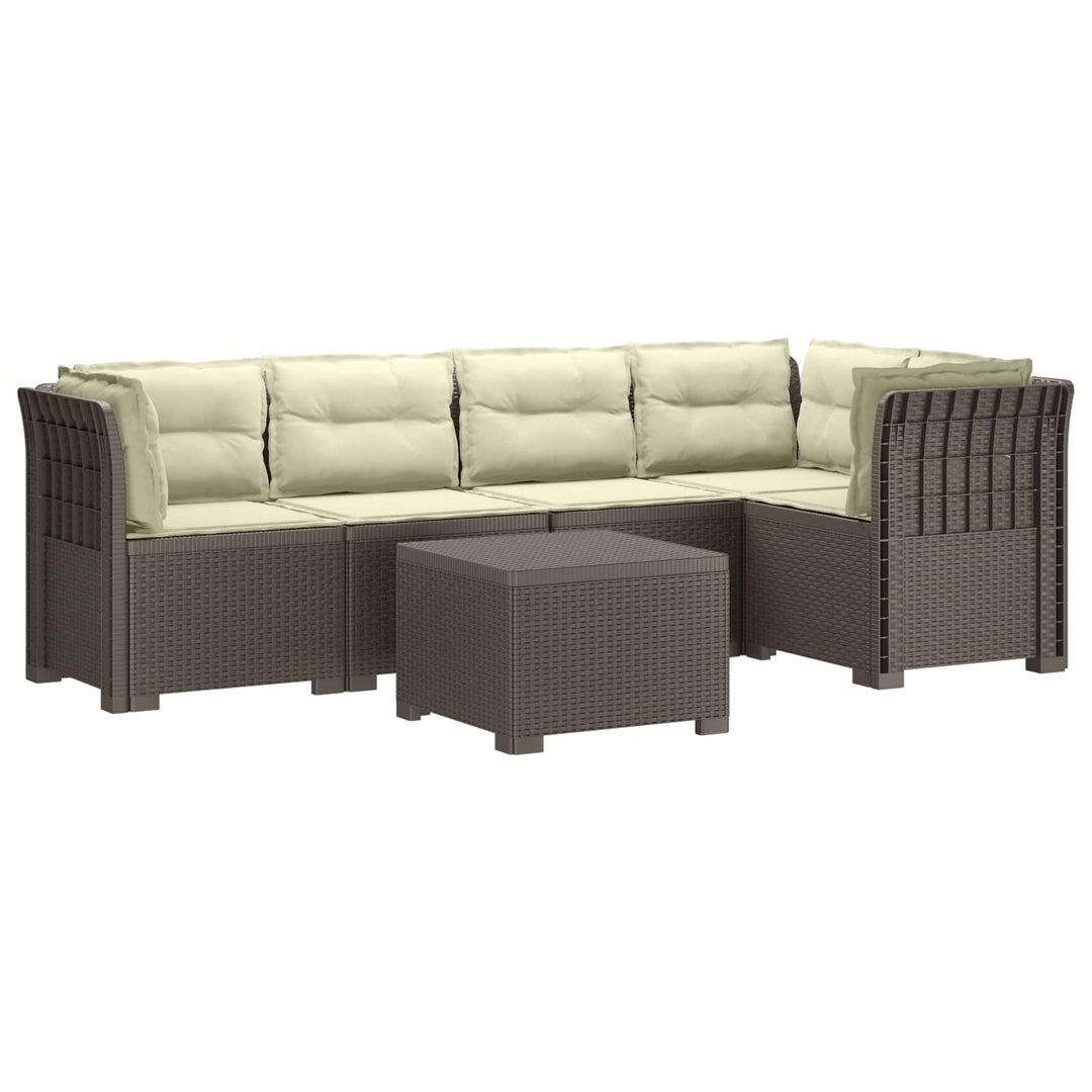 5-personers Havemøbel Sofa med Hynder Rattan Look PP Lysegrå