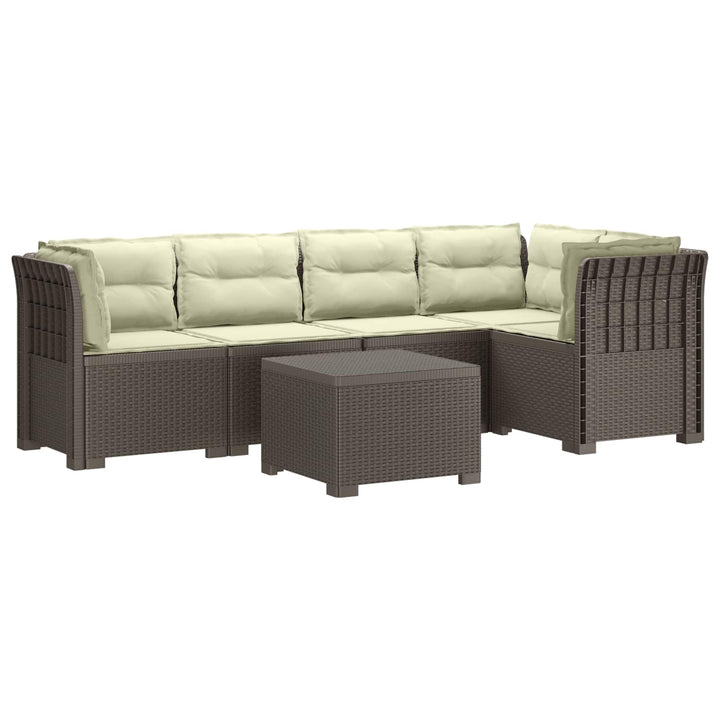 5-personers Havemøbel Sofa med Hynder Rattan Look PP Lysegrå