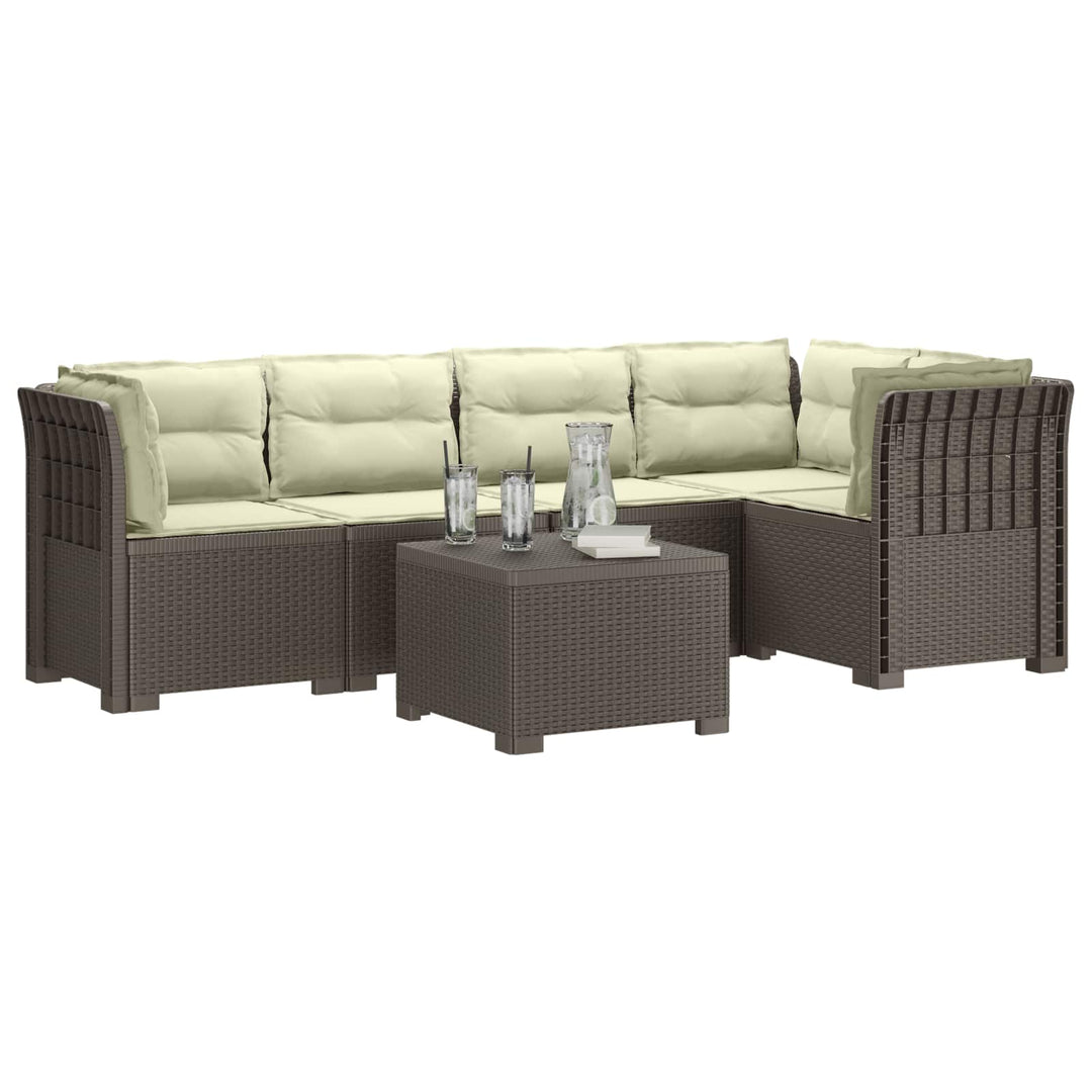 5-personers Havemøbel Sofa med Hynder Rattan Look PP Lysegrå