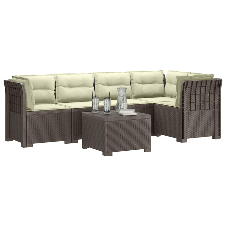5-personers Havemøbel Sofa med Hynder Rattan Look PP Lysegrå